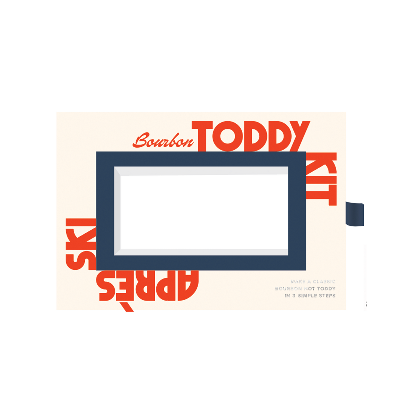 Product packaging with text and a rectangular frame on a white background