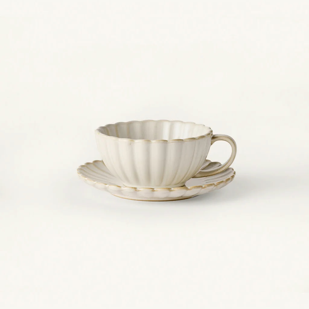 Cream Scalloped Cafe Set | Case Pack of 6
