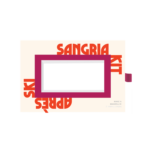 Product packaging with 'Sangria Kit' and 'Apres-Ski' text on a cream background