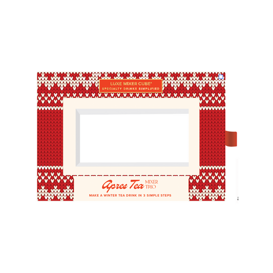 Spice tea mix package with red and white pattern on a white background
