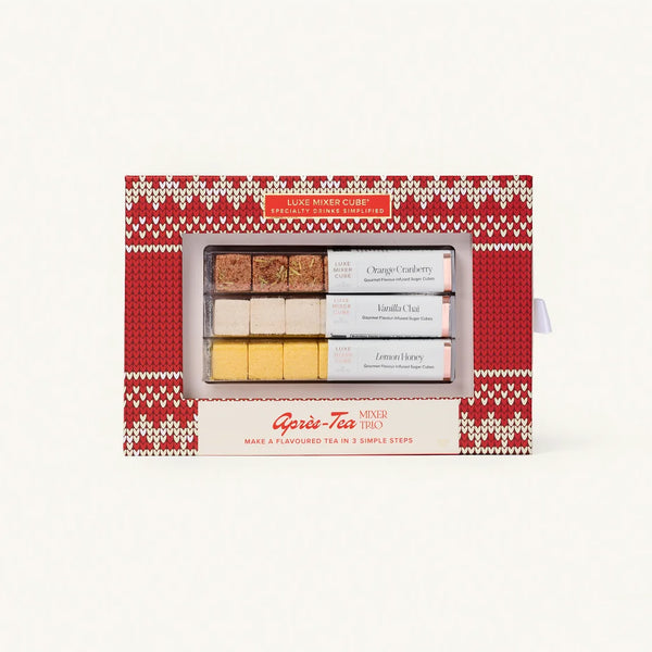 Apera-Tee tea set in a decorative box with a red and white pattern on a white background.