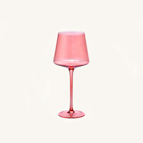 Pink glass on a white background