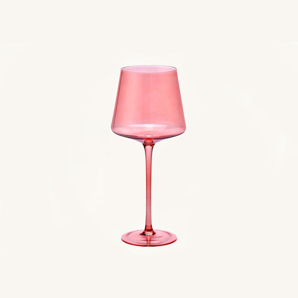 Pink glass on a white background