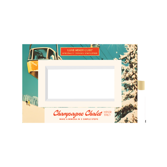 Product packaging for 'Champagne Chalet' with vintage-style design elements.