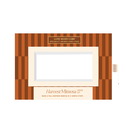 Luxe Mixer Cube Harvest Mimosa mixer kit with striped design on a white background