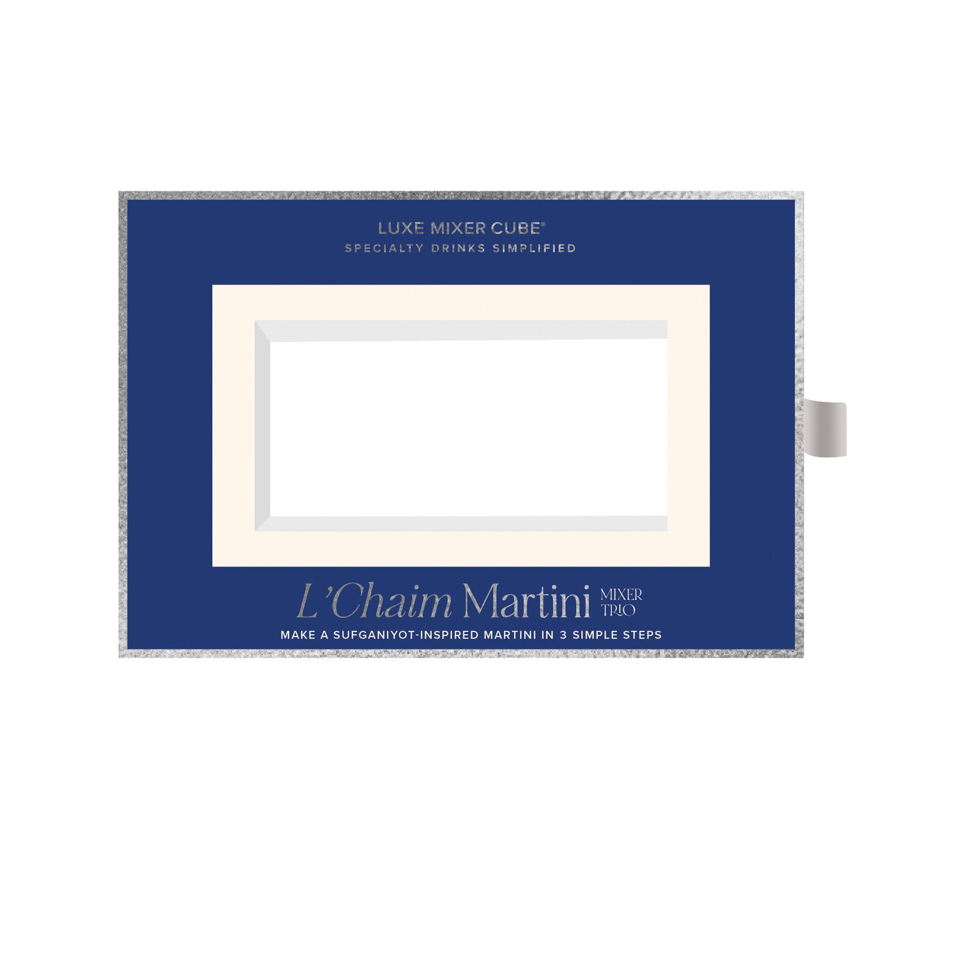 Solid Blue Box with Silver Lining on a White Background 