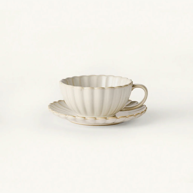Cream Scalloped Cafe Set | Case Pack of 6