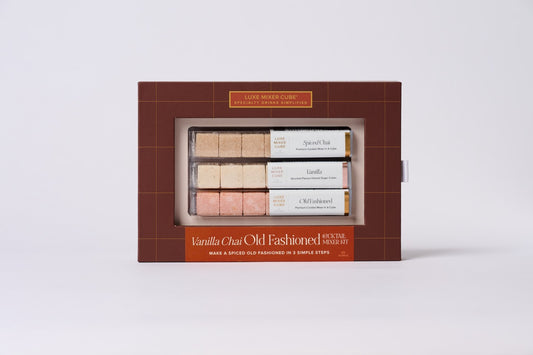 Vanilla Chai Old Fashioned Mixer Kit in a brown box on a white background